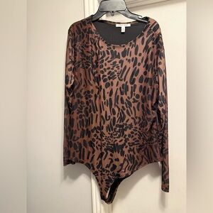 Edited Hunter McGrady Brown and Black Patterned Bodysuit